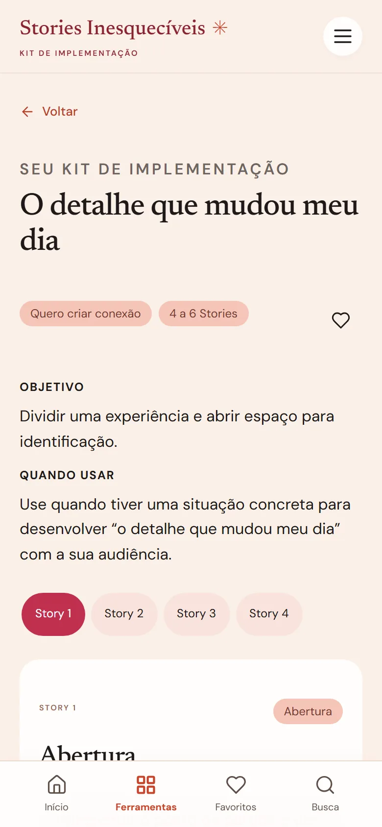 Tela de uma sequência, com objetivo, quando usar e os Stories 1 a 4